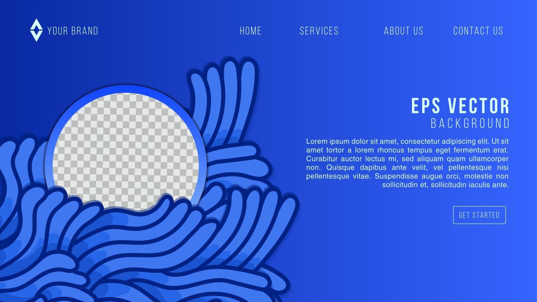 Abstract blue doodles background. Colour shapes pattern. Vector Illustration for website, landing page, web page