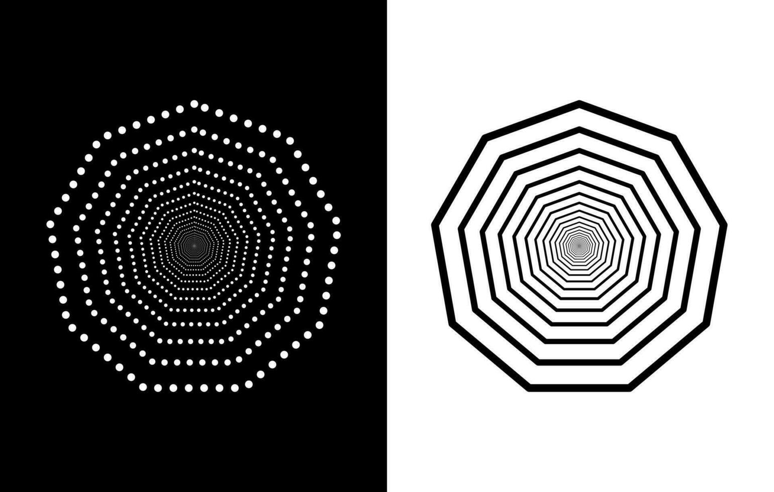 Vector Decagon halftone free geometric shapes, Dotwork vector, Dot abstract background stock illustration