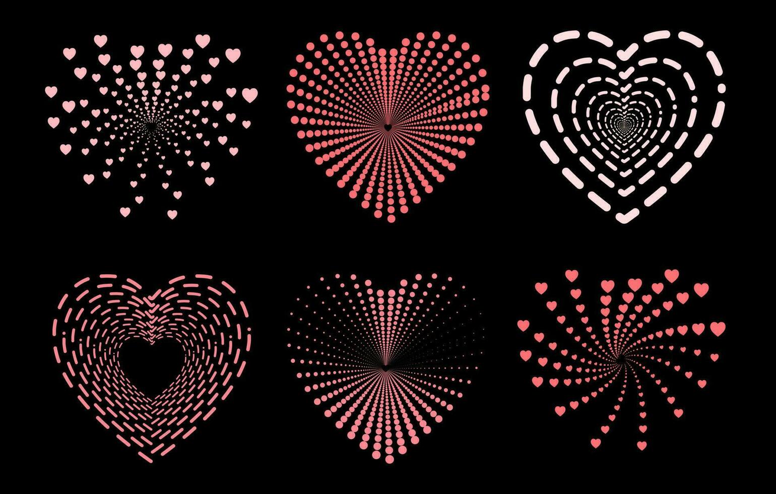 Heart love Halftone set, Halftone love bundle, Abstract love effect set, love halftone vector