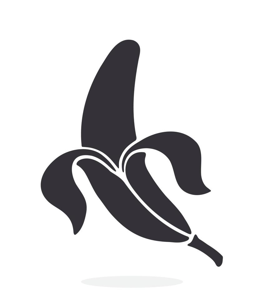 Silhouette icon of peeled banana vector