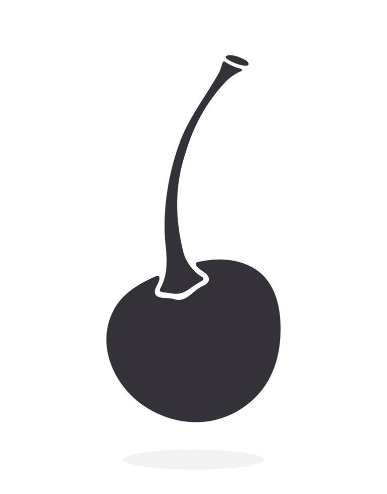 Silhouette icon of cherry with the stem vector