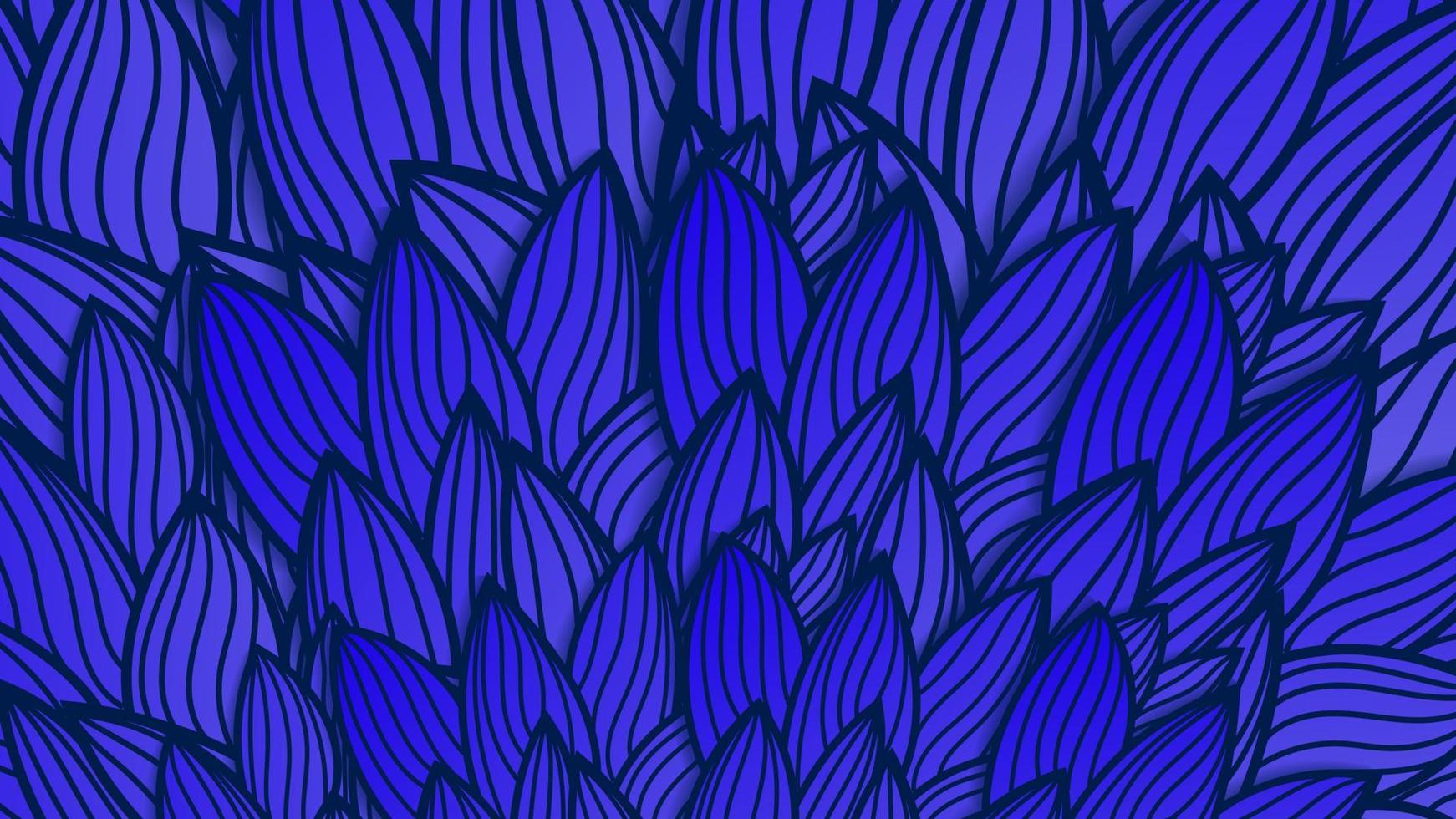 Decorative abstract figured vector texture with lines and doodles on blue background