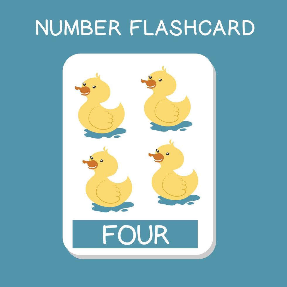 Lindas tarjetas con números con animales. Contar en ingles con tema de animales. cartel de matemáticas para preescolar. ilustración vectorial vector