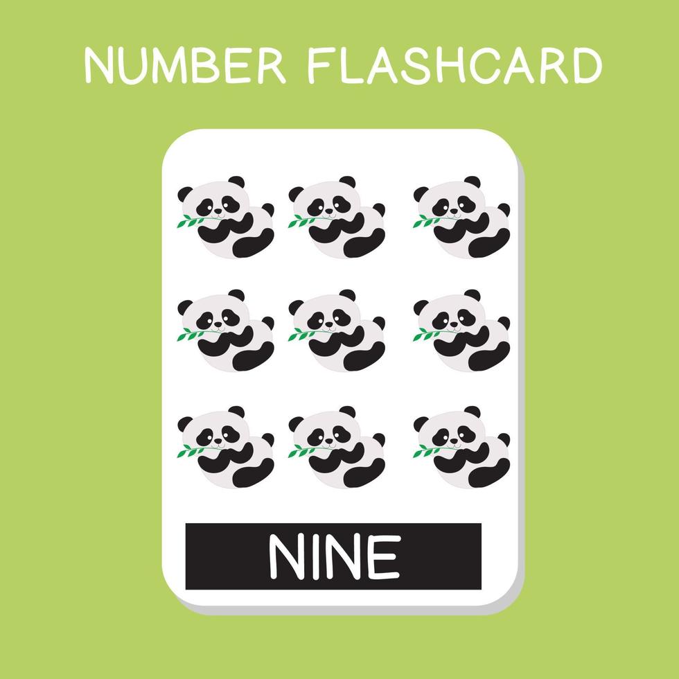 Cute number flashcards with animals set. English counting with animal theme. Math Poster for preschool. Vector illustration.