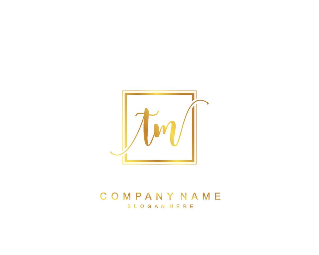 Initial TM beauty monogram and elegant logo design, handwriting logo of initial signature, wedding, fashion, floral and botanical with creative template. vector