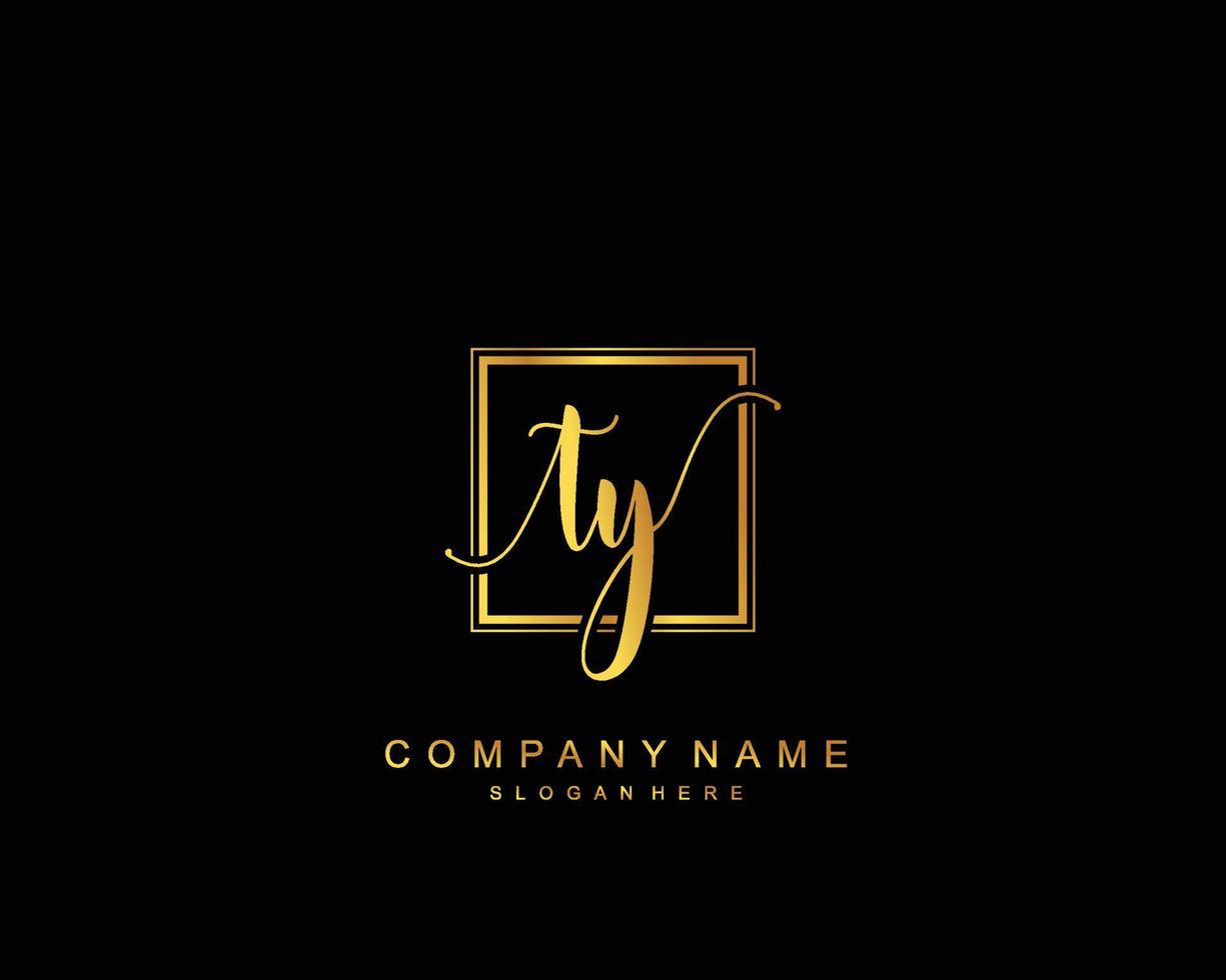 Initial TY beauty monogram and elegant logo design, handwriting logo of initial signature, wedding, fashion, floral and botanical with creative template. vector