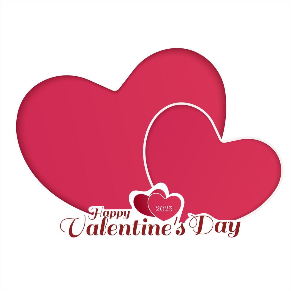 Valentine's day greeting card with two hearts on white background. Vector illustration.