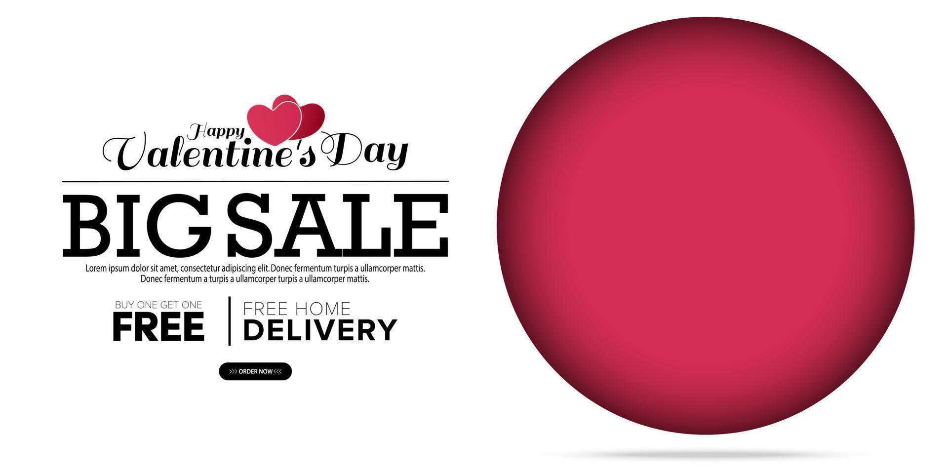 Happy Valentine's Day. Valentine's Day big sale poster or banner background. For advertising and shopping template. Concept of Love and Valentine's Day vector