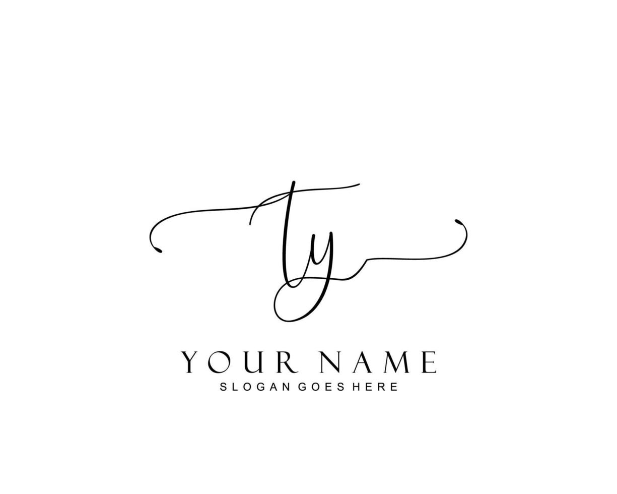 Initial TY beauty monogram and elegant logo design, handwriting logo of initial signature, wedding, fashion, floral and botanical with creative template. vector
