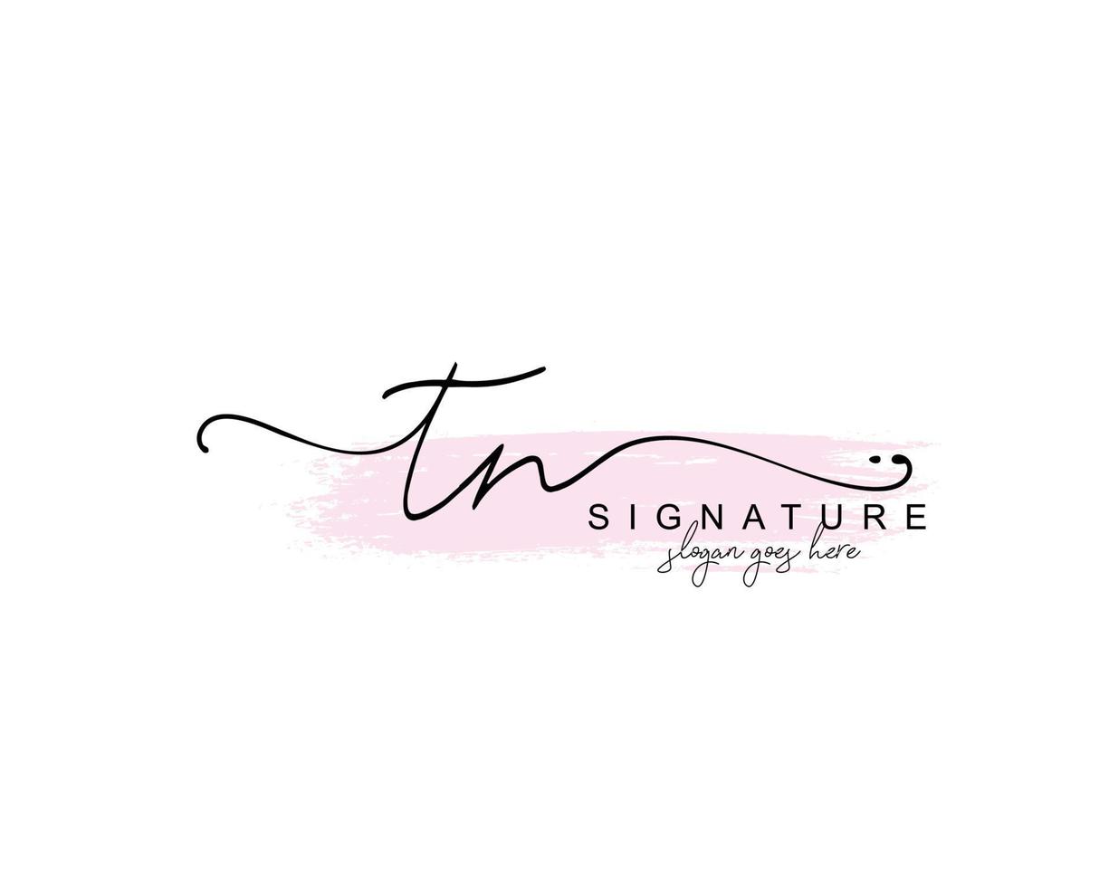 Initial TN beauty monogram and elegant logo design, handwriting logo of initial signature, wedding, fashion, floral and botanical with creative template. vector