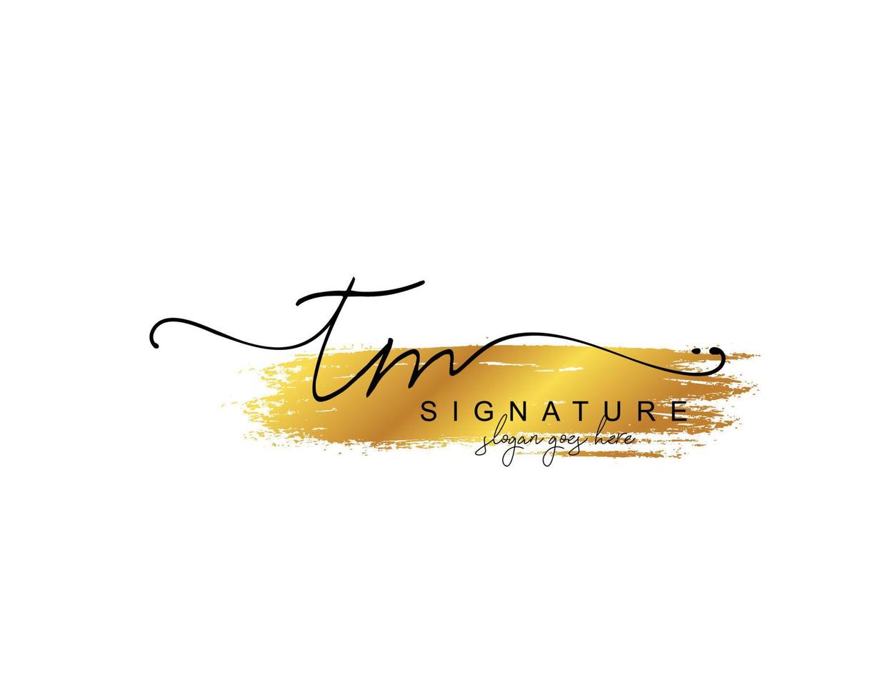 Initial TM beauty monogram and elegant logo design, handwriting logo of initial signature, wedding, fashion, floral and botanical with creative template. vector