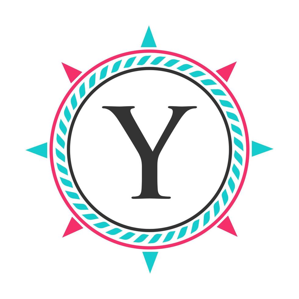 diseño de logotipo de ancla en plantilla de letra y. elemento retro marino, icono de super yate, logotipo de insignia de cruceros de vela vector