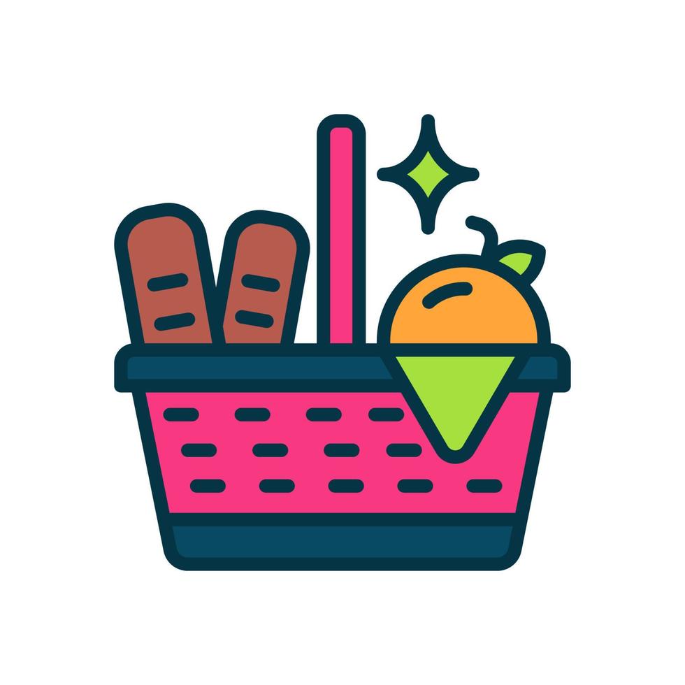 icono de cesta de picnic para su sitio web, móvil, presentación y diseño de logotipo. vector