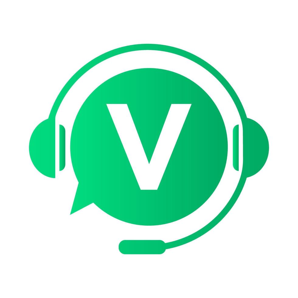 Communication, Chat Logo On Letter V Template. Bubble Speech, Consulting Sign Icon vector