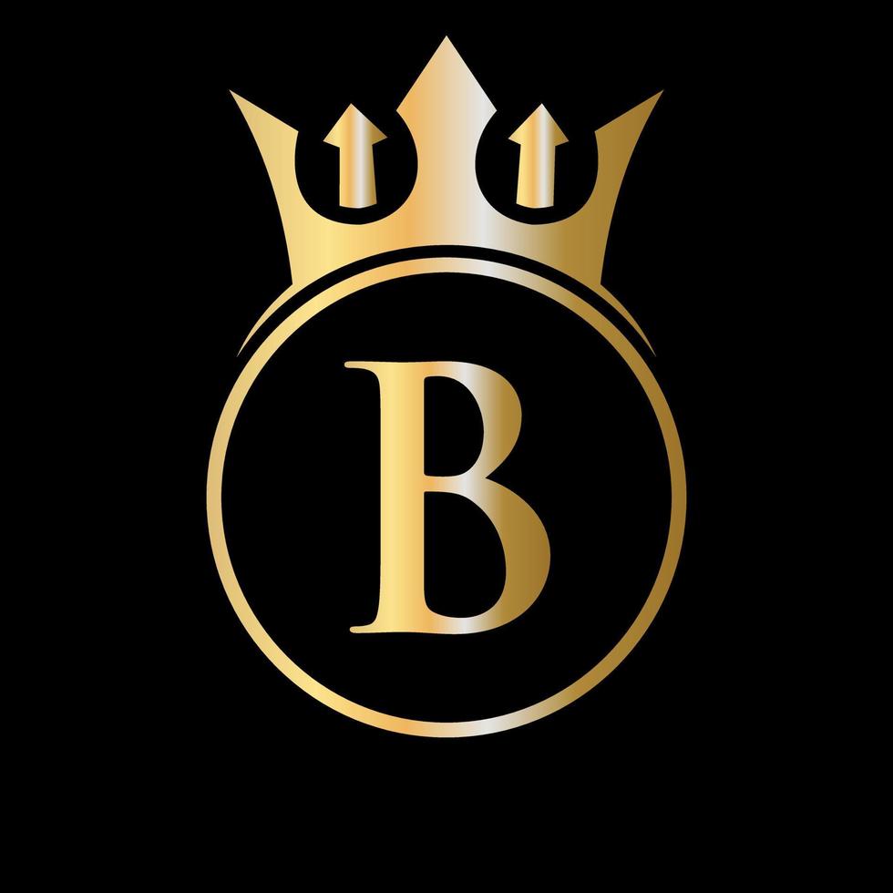 logotipo de la corona de la letra b de lujo. logotipo de la corona para la belleza, la moda, la estrella, el signo elegante vector