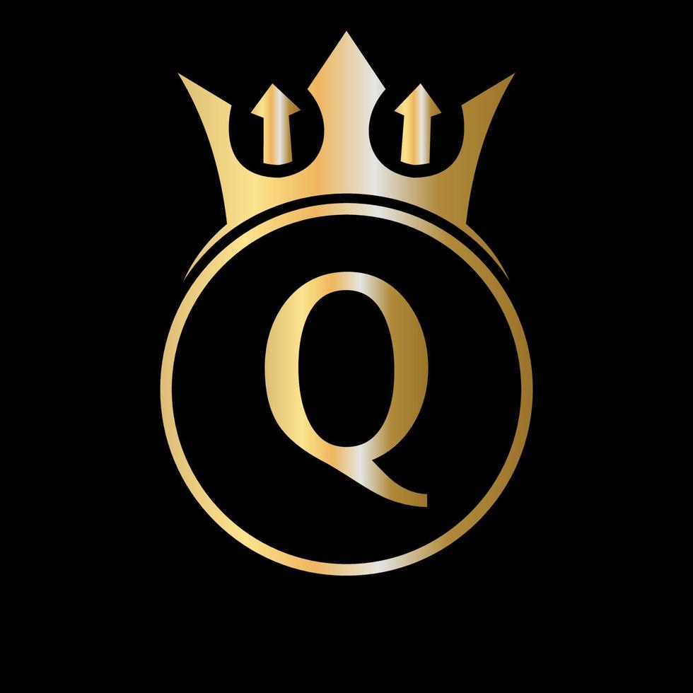 Luxury Letter Q Crown Logo. Crown Logo for Beauty, Fashion, Star, Elegant Sign vector