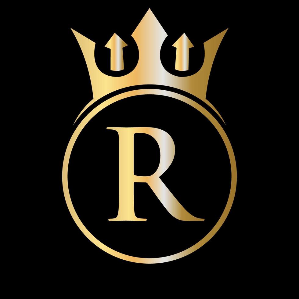 Luxury Letter R Crown Logo. Crown Logo for Beauty, Fashion, Star, Elegant Sign vector