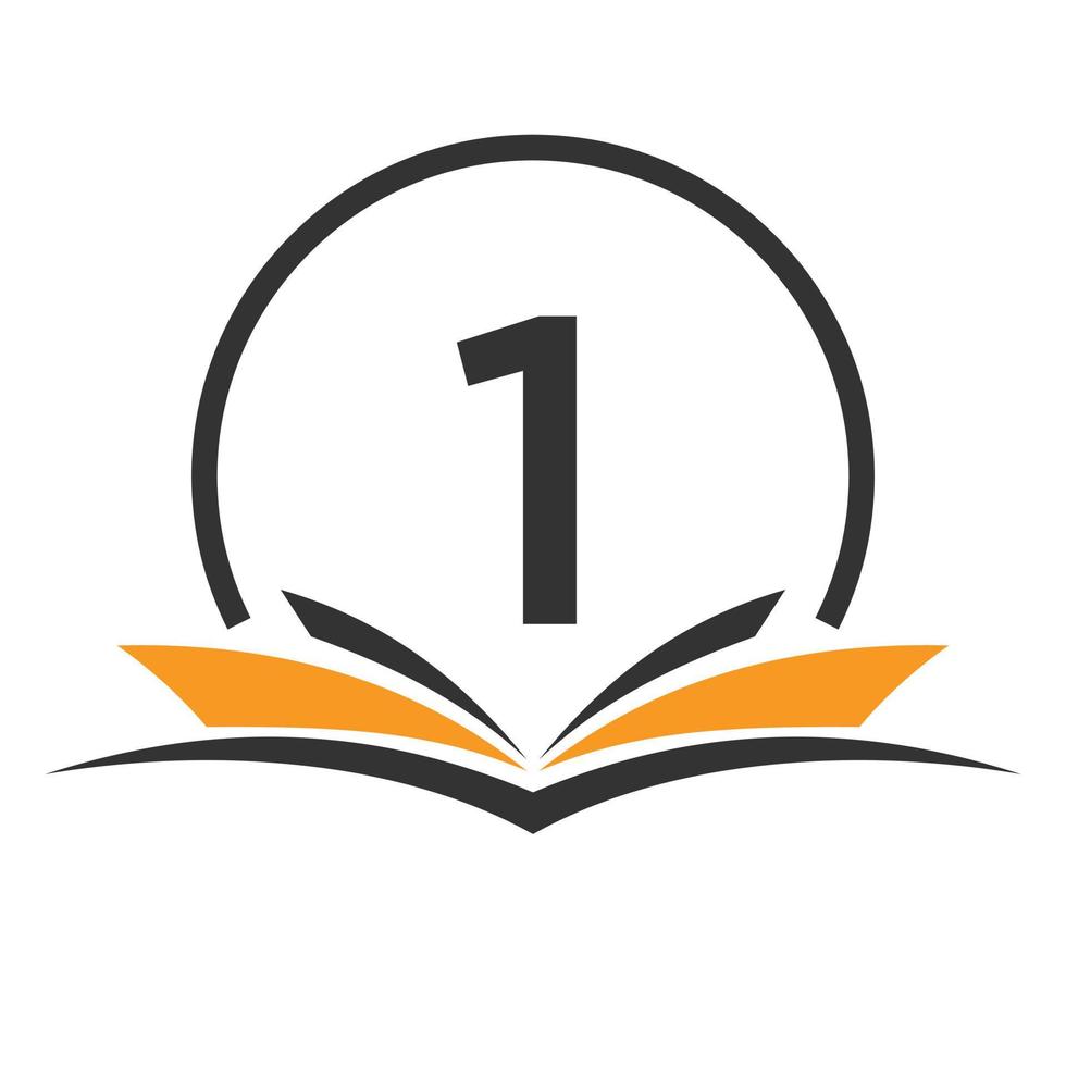 Letter 1 Education Logo Book Concept. Training Career Sign, University, Academy Graduation Logo Template Design vector