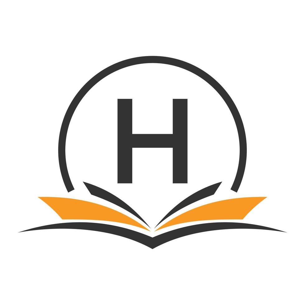 Letter H Education Logo Book Concept. Training Career Sign, University, Academy Graduation Logo Template Design vector