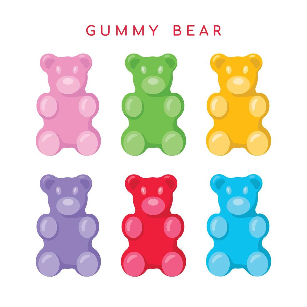 Colorful sweet jelly bears set. Vector illustration