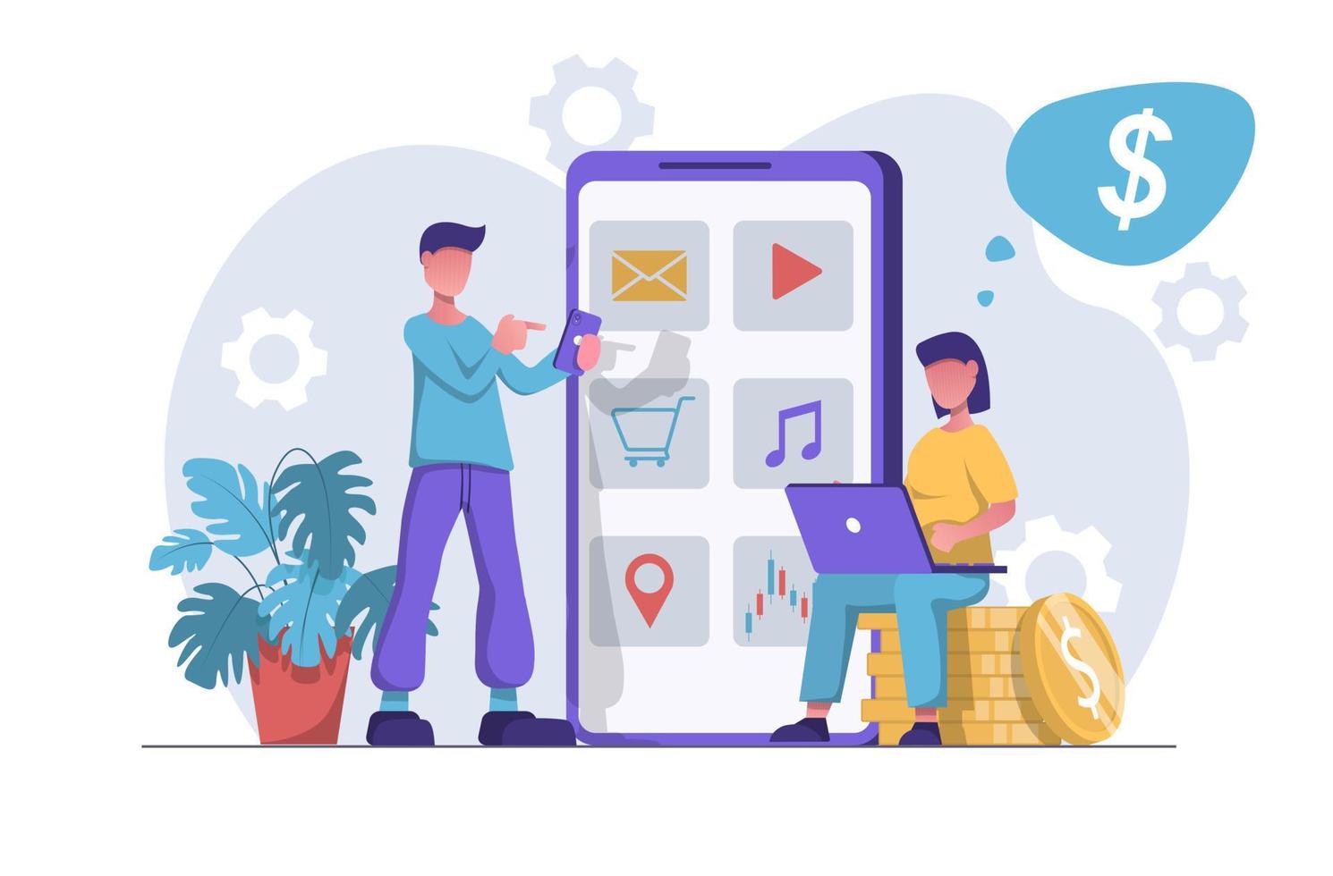 App Monetization People Make Money Through Apps 19513237 Vector Art app-monetization-people-make-money-through-apps-19513237-vector-art