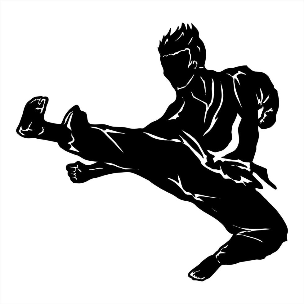 luchador de icono de patada de karate vector