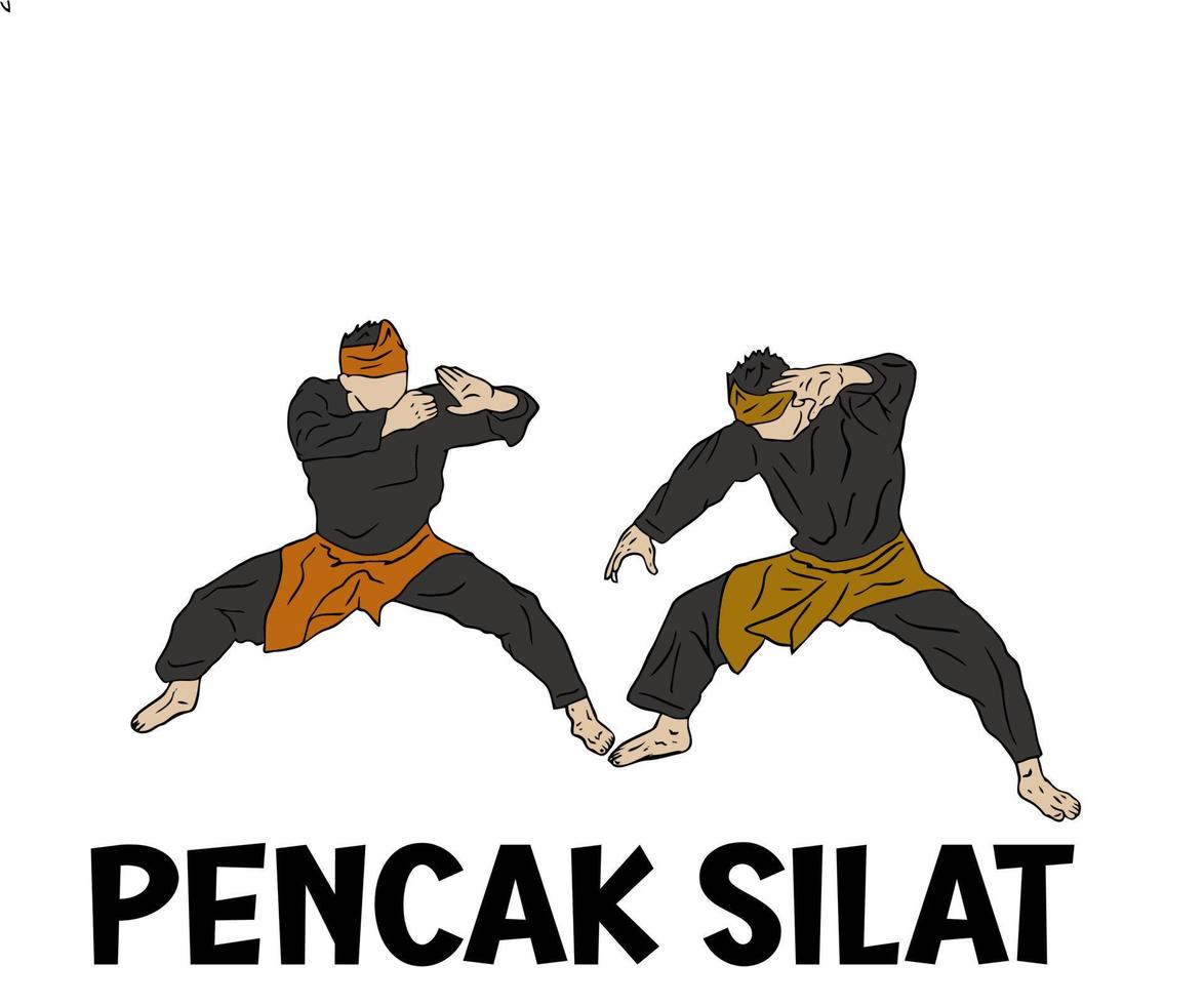 silhouette figther pencak silat vector