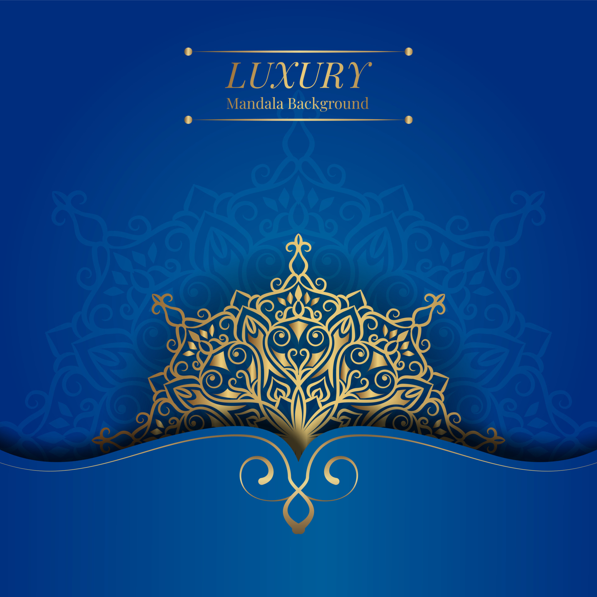 Blue background with golden mandala ornament 19513383 Vector Art at
