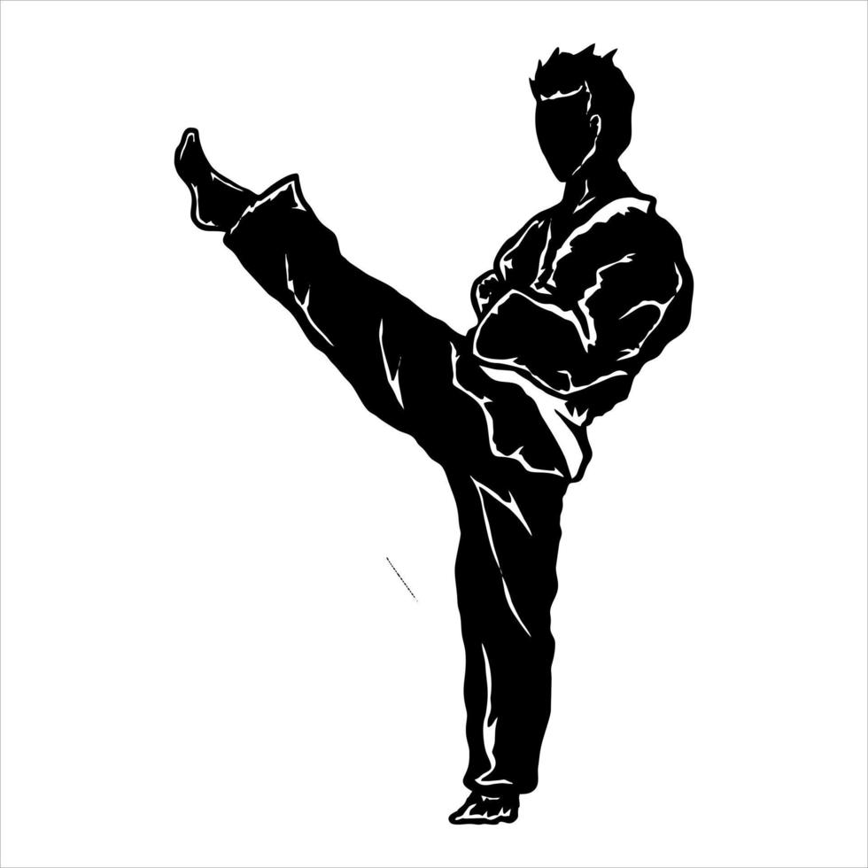 luchador de icono de patada de karate vector