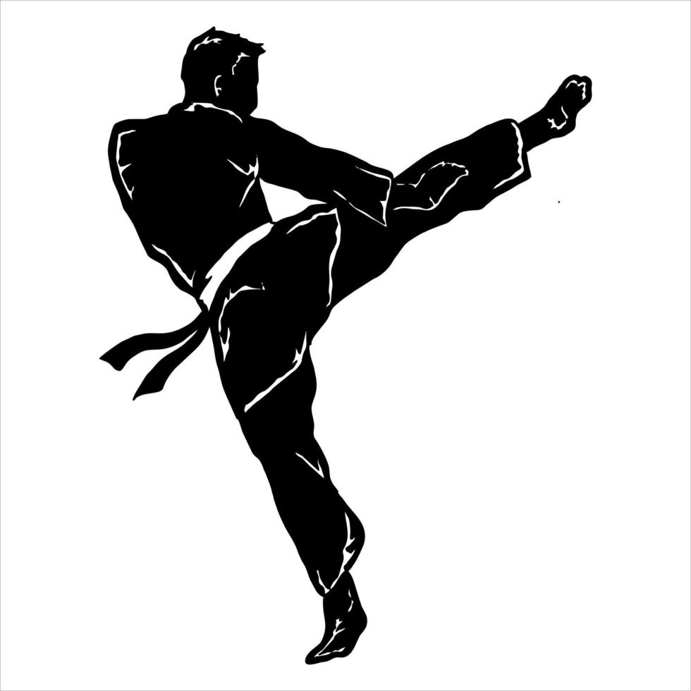 luchador de icono de patada de karate vector