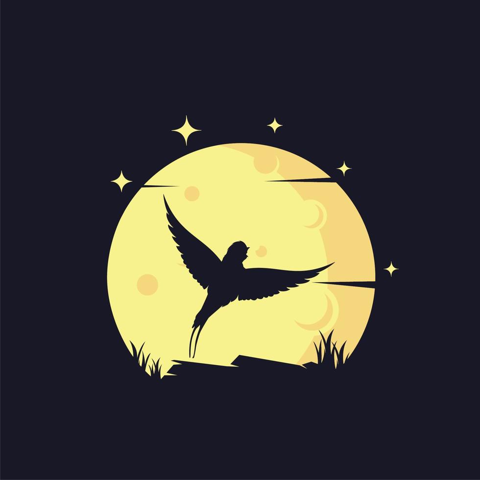 Silhouette with Moon Background Logo Design Templates vector