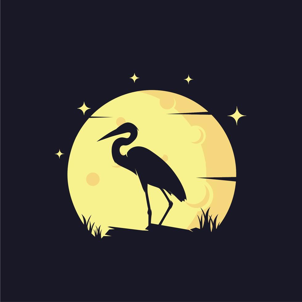 Silhouette with Moon Background Logo Design Templates vector