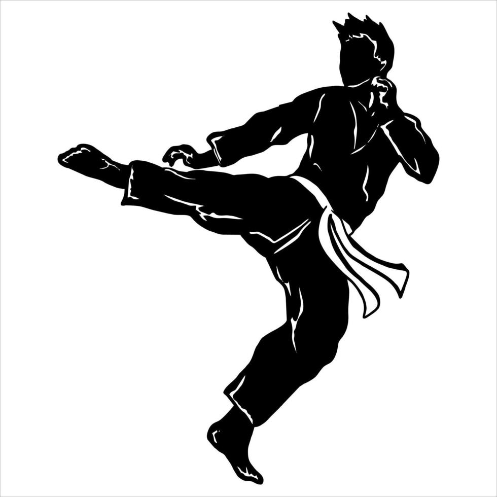 luchador de icono de patada de karate vector