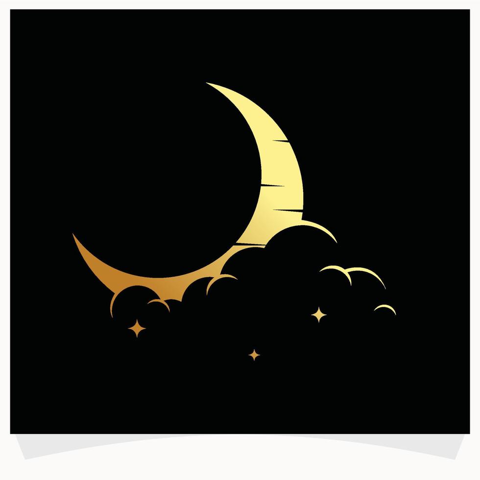 Gold Crescent Moon Logo Design Template vector