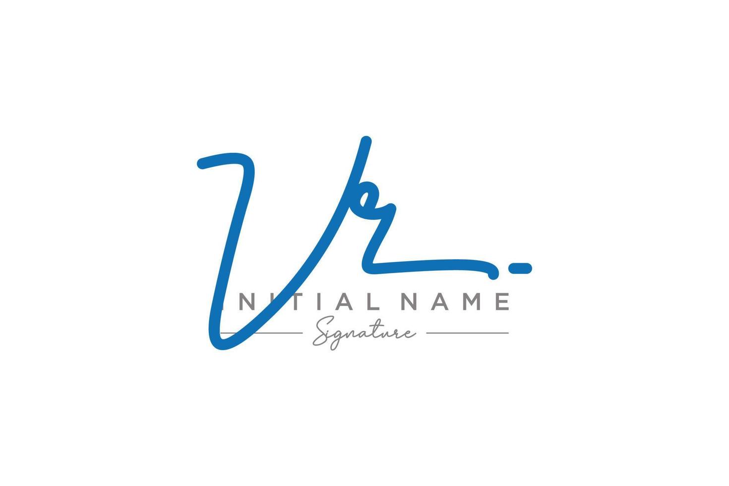 vector de plantilla de logotipo de firma vr inicial. ilustración de vector de letras de caligrafía dibujada a mano.