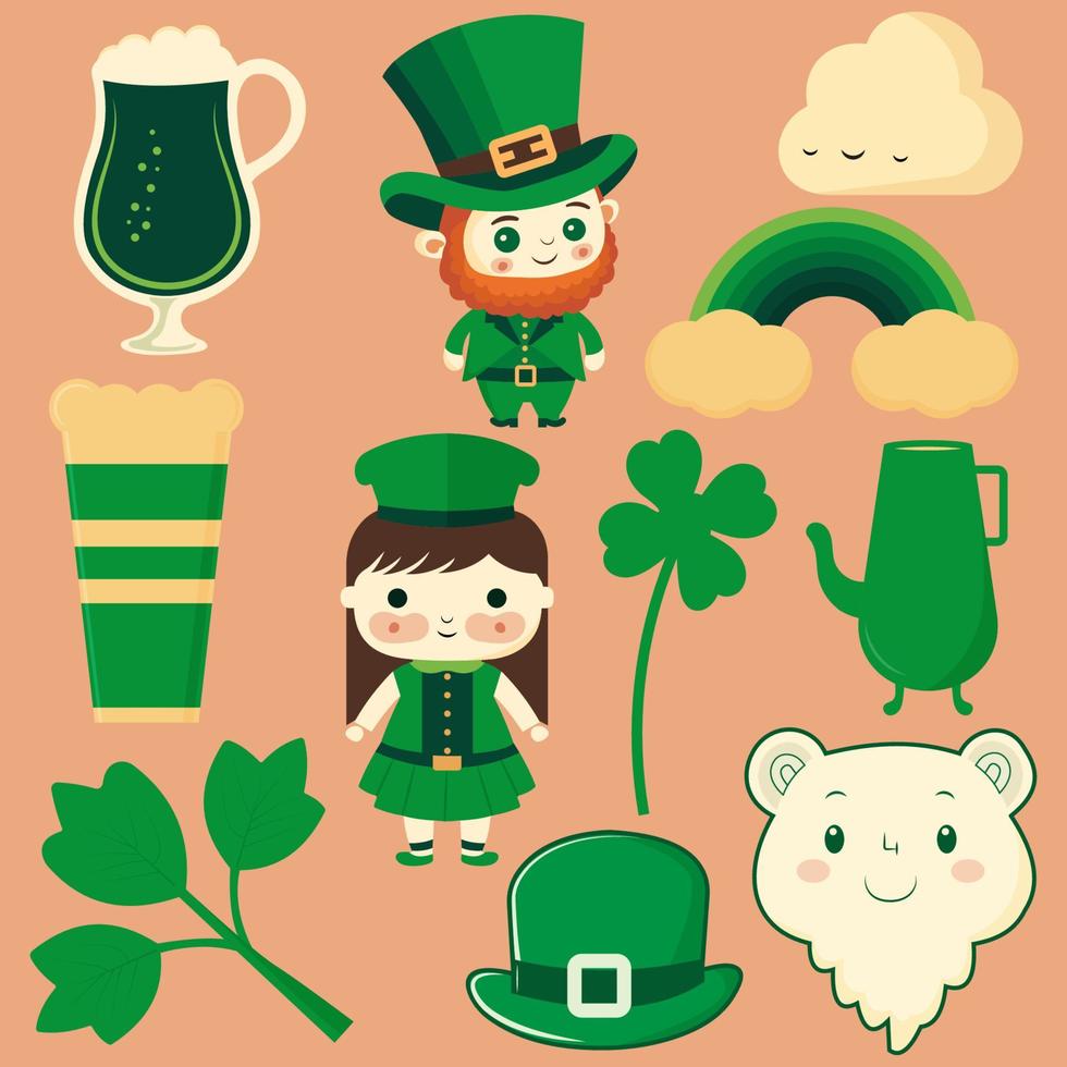 elementos de diseño del día de san patricio vector