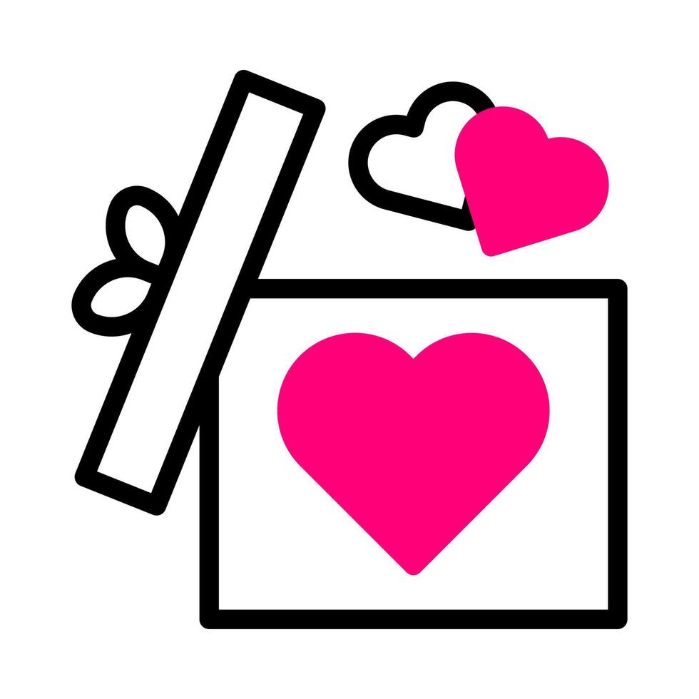 icono de regalo duotono negro rosa estilo san valentín ilustración vector elemento y símbolo perfecto.