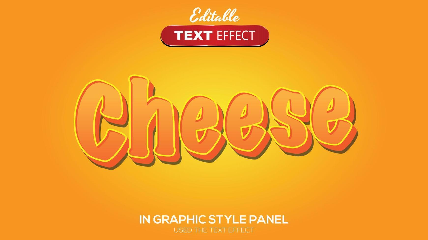 3D editable text effect cheese theme vector