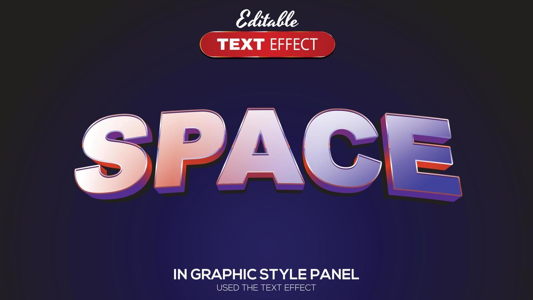 3D editable text effect space theme vector