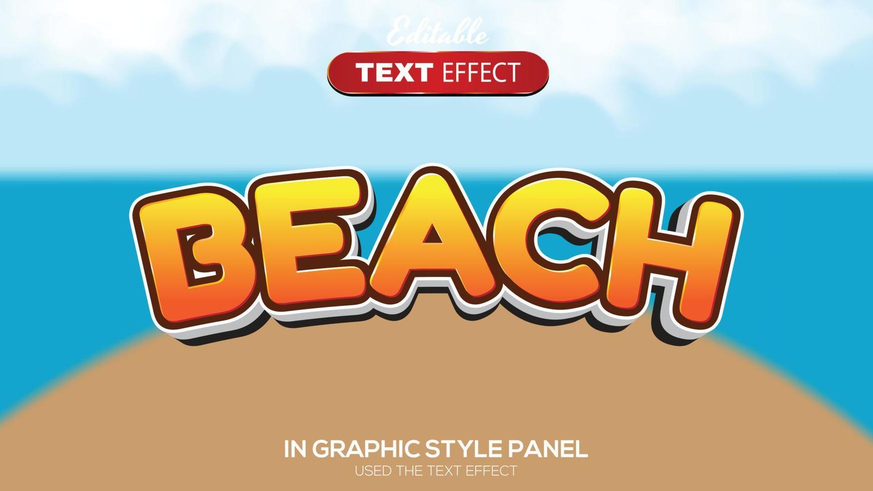 Tema de playa de efecto de texto editable 3d vector