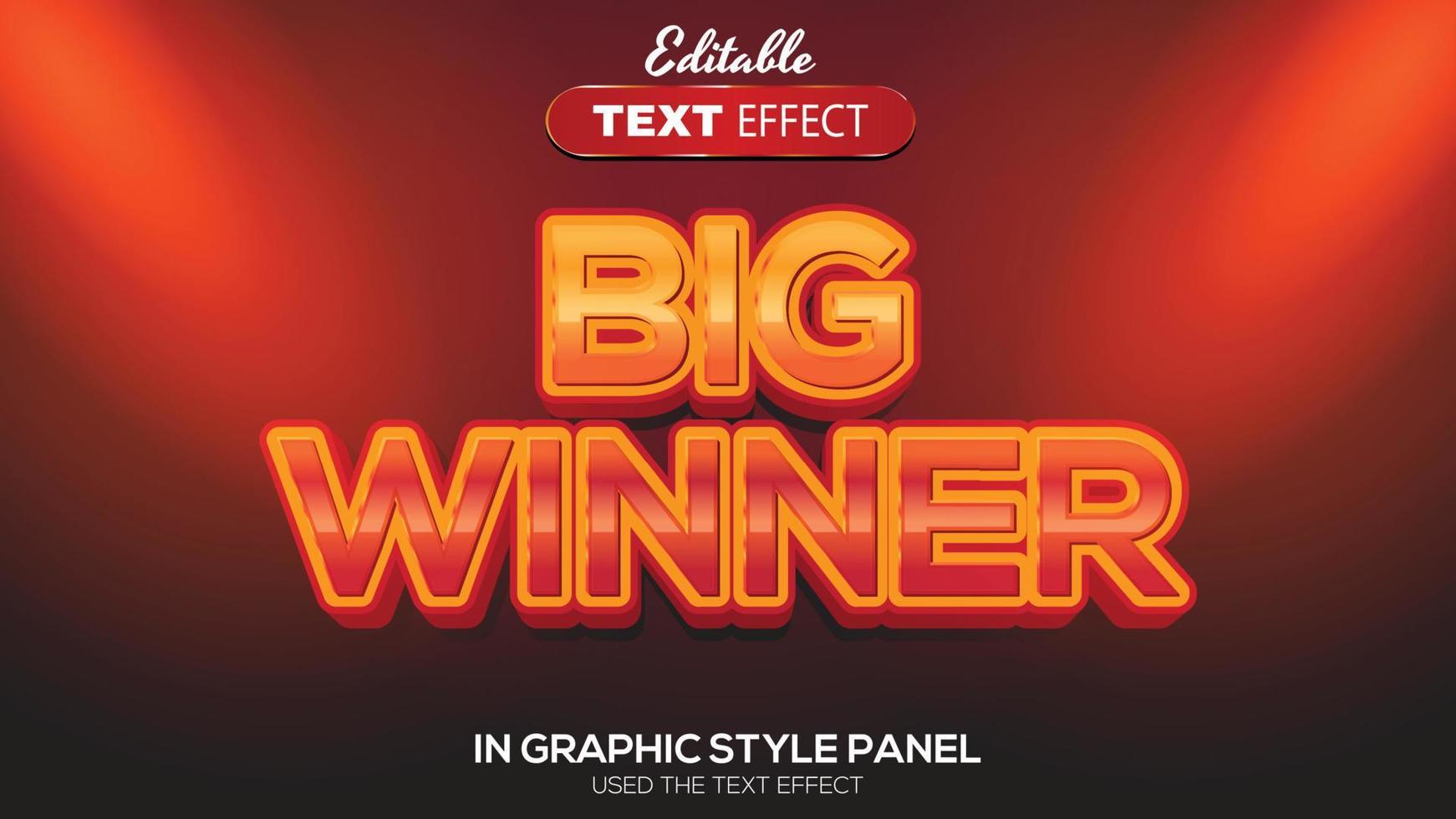 3D editable text effect big win theme vector