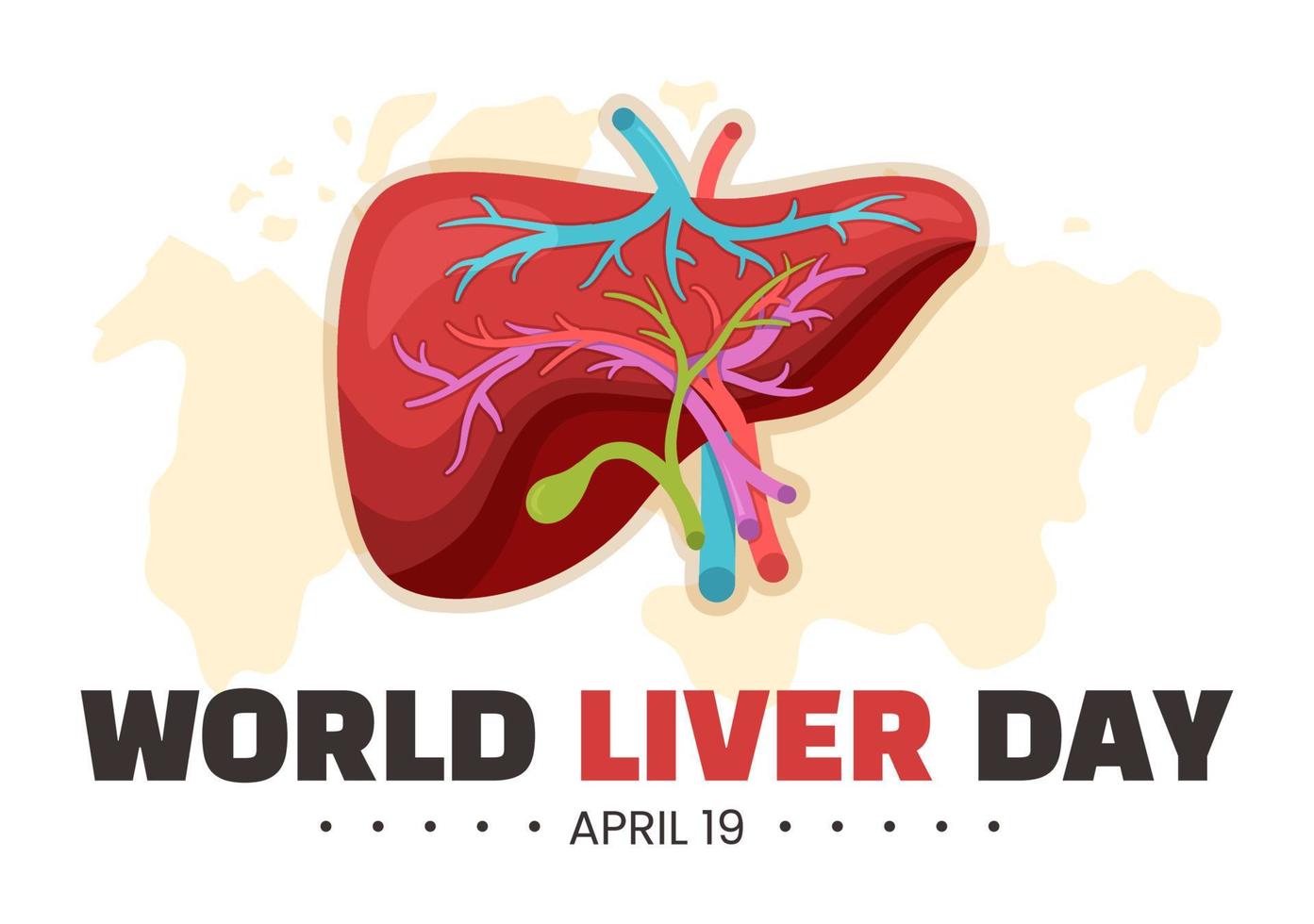 World Liver day on April 19th Illustration to Raise Global Awareness of Hepatitis in Flat Cartoon Hand Drawn for Web Banner or Landing Page Templates vector