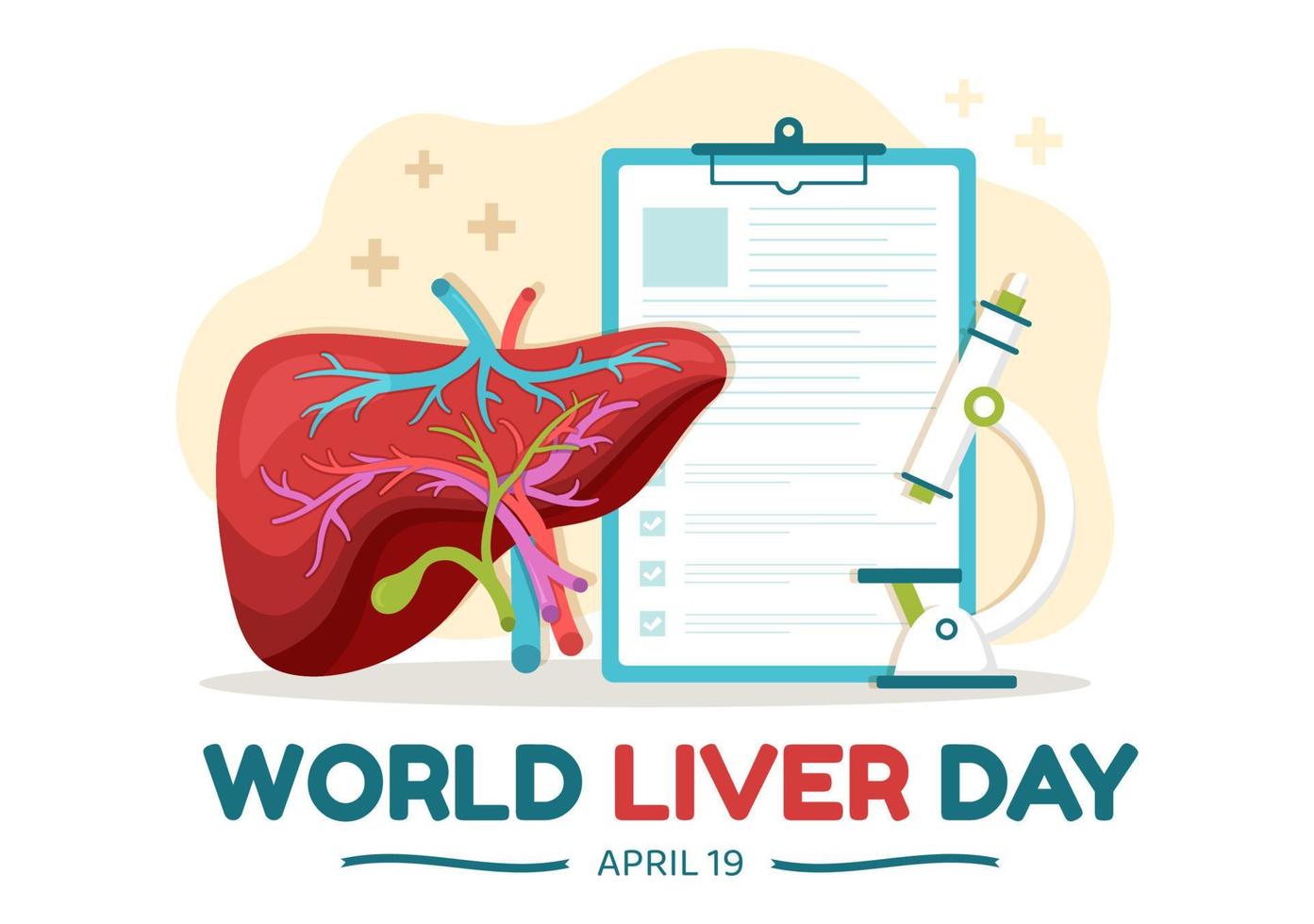 World Liver day on April 19th Illustration to Raise Global Awareness of Hepatitis in Flat Cartoon Hand Drawn for Web Banner or Landing Page Templates vector