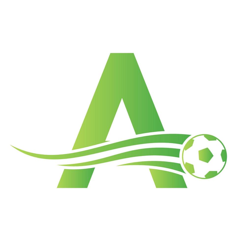 Soccer Football Logo On Letter A Sign. Soccer Club Emblem Concept Of Football Team Icon vector