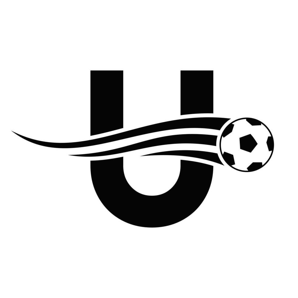 Soccer Football Logo On Letter U Sign. Soccer Club Emblem Concept Of Football Team Icon vector
