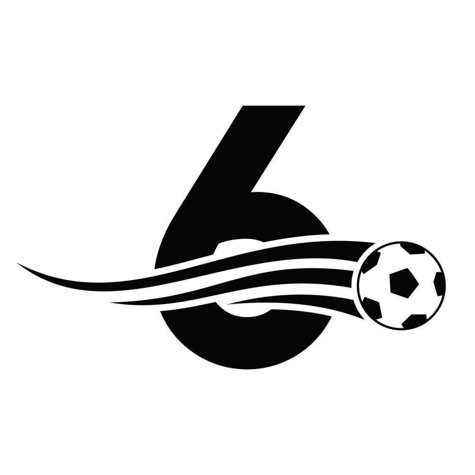 logotipo de fútbol en el cartel de la letra 6. emblema del club de fútbol concepto de icono del equipo de fútbol vector