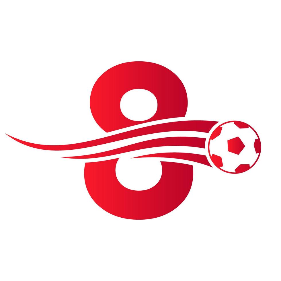 Soccer Football Logo On Letter 8 Sign. Soccer Club Emblem Concept Of Football Team Icon vector