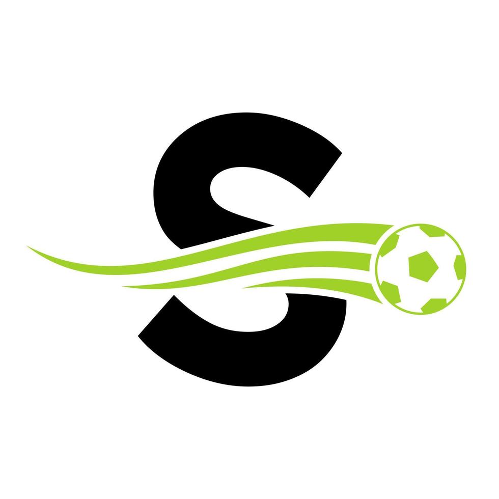 Soccer Football Logo On Letter S Sign. Soccer Club Emblem Concept Of Football Team Icon vector