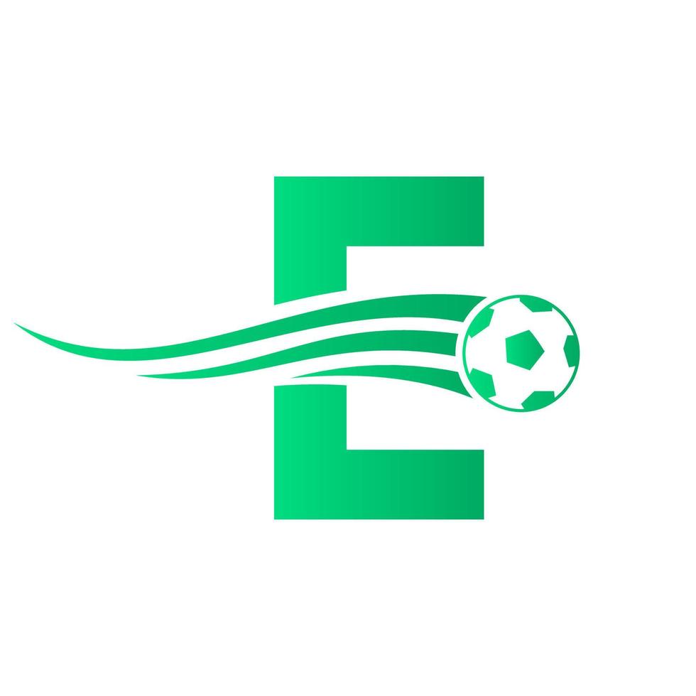 Soccer Football Logo On Letter E Sign. Soccer Club Emblem Concept Of Football Team Icon vector