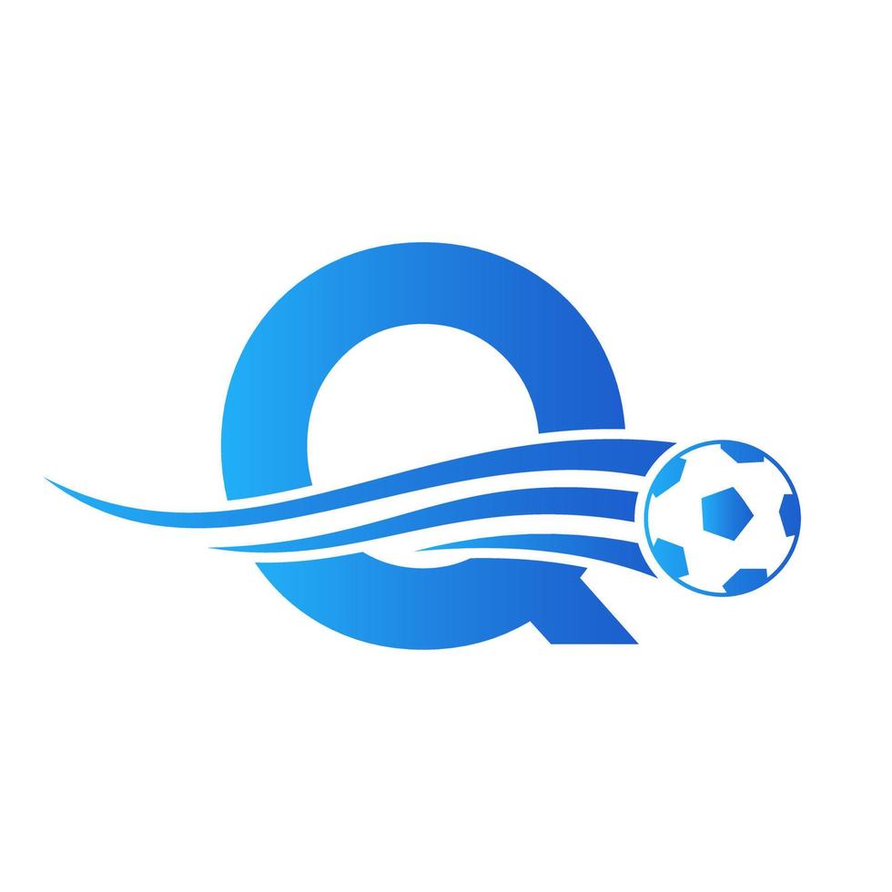 Soccer Football Logo On Letter Q Sign. Soccer Club Emblem Concept Of Football Team Icon vector